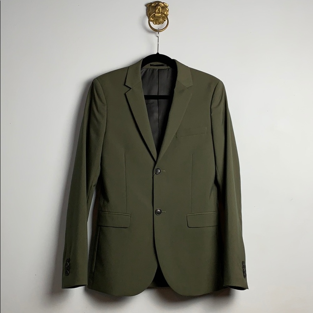 TOPMAN ultra-skinny dark green blazer